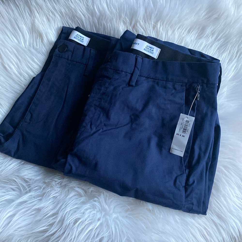 Old Navy Men’s Ultimate Tech Slim flex dress pants navy blue x2